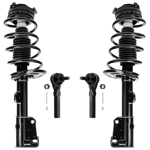 Image of Detroit Axle - Front Struts Kit for 2008 2009 2010 Chrysler Town & Country Dodge Grand Caravan, 2 Struts Coil Spring 2 Outer Tie Rods Replacement Suspension