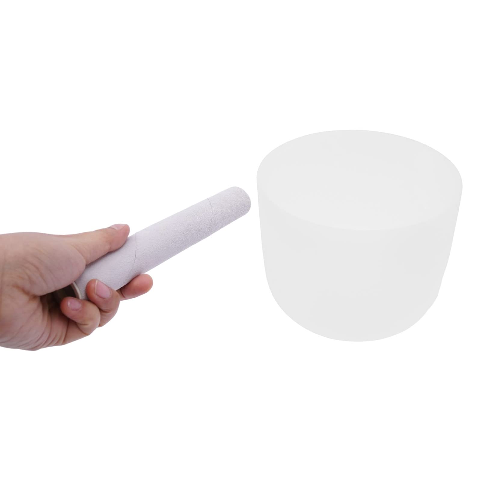 Set di campane tibetane in cristallo di quarzo per meditazione, yoga, relax, bianco
