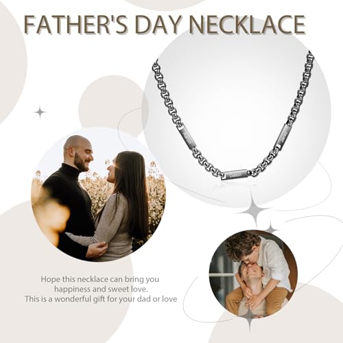 Personalized Men Necklace Chain with Names Stainless Steel Custom Engraved Name Necklace for Men Fathers Day Christmas Birthday Gifts for Dad Grandpa Husband3