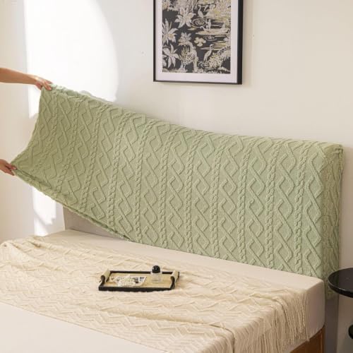 Image of HOMETHREADS Stretchable Lycra /Velvet Headboard Cover | Soft, Dust-Proof & Wrinkle-Resistant Bed Back Protector | Fits Leather, Wooden & Fabric Bedsides | for 5ft to 6.5ft Beds (Green, 150x65cm)