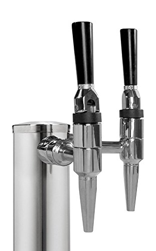 Image of Kegco DT145-2P-STOUT 14 inch Tall Polished Stainless Steel Tower - Stout Faucets, 2 Faucet