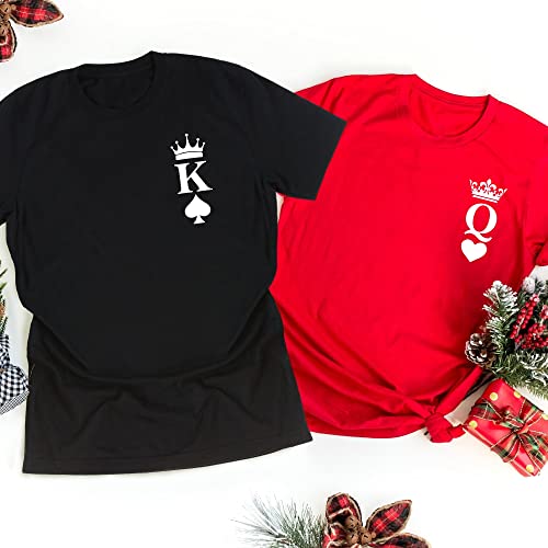 King of Spades & Queen of Hearts Pocket Matching His and Hers Pyjama Set with T-Shirt and Bottoms - Couple Matching - Valentines- Gifts Multicolored2