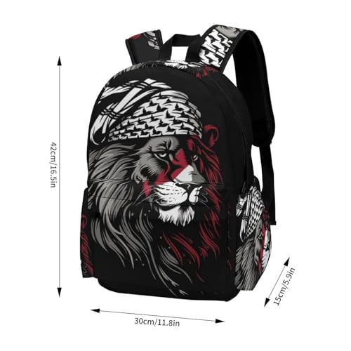 16 Inch Backpack Keffiyeh Lion Laptop Backpack School Bookbag Shoulder Bag Casual Daypack2