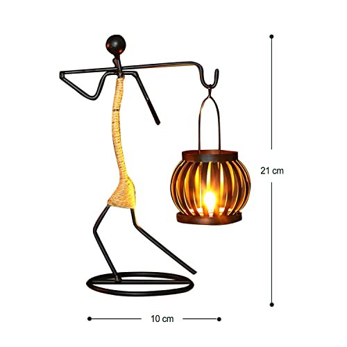 Image of LIFEHAXTORE Iron Candle Holder | Handmade Figurines | Home Decor Accessories - (Pack of 1, Black)