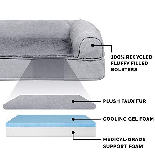 Furhaven Xl Cooling Gel Foam Dog Bed Plush & Suede Sofa-Style W/ Removable Washable Cover - Gray, Jumbo (X-Large) #TOP2