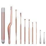 🥇【Spring y Spiral Design】 incluyen una herramienta con un exclusivo resorte y diseño en espiral que alivia de manera efectiva la comezón y masajea el canal auditivo durante la limpieza. Antideslizante Diseño ergonómico, todas las herramientas están completamente pulidas, toda la superficie es lisa y redondeada para evitar irritaciones o rasguños. Los mangos están diseñados para un diseño seguro y antideslizante， Aspecto elegante, fácil de controlar y más seguro. El kit de extracción de cera d