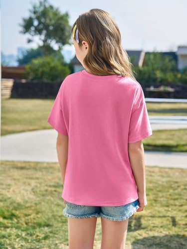 Image of Haloumoning Girls Short Sleeve T-Shirts | Kids, Summer,Girls shirts,Oversized t shirts,Girls T-Shirts,Oversized Tops, Casual Crewneck, Basic Tees 5-14Y