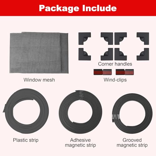 Magnetic Window Screen Adjustable Window Net 72”x 48” Fiberglass Window Screen Mesh for House Windows with Magnets