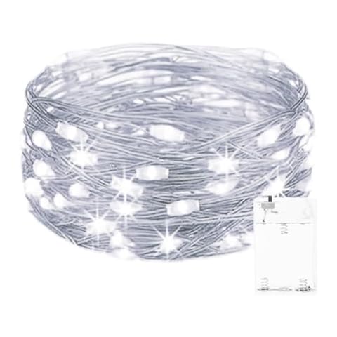 SOCO 1 Pack Fairy Lights Battery Operated, 5M 50 Led Mason Jar Lights, Waterproof Firefly Lights, Cool White (Cool White) Cover