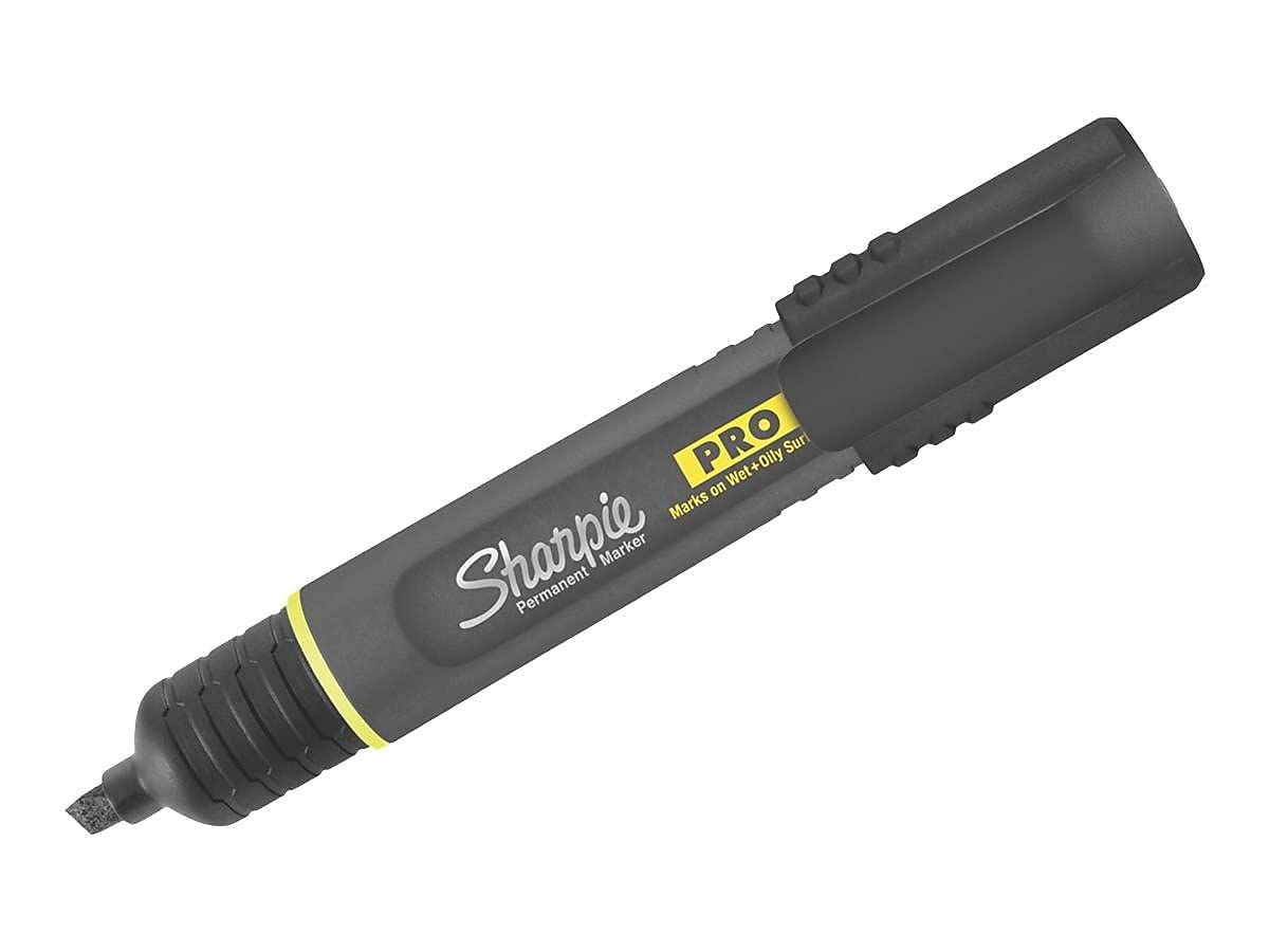 Sharpie Lot de 12 marqueurs permanents Pro - Pointe biseautée - Pointe biseautée - Noir - 2018326