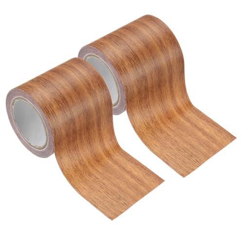 PATIKIL 2 Pezzi Pellicole Adesive Legno Autoadesivo 4,57M x 5,7cm Carta Adesiva Mobili Legno Riparazione Pellicola Autoadesiva Effetto per Pavimenti Porte Sedie Armadi, Quercia Arancione