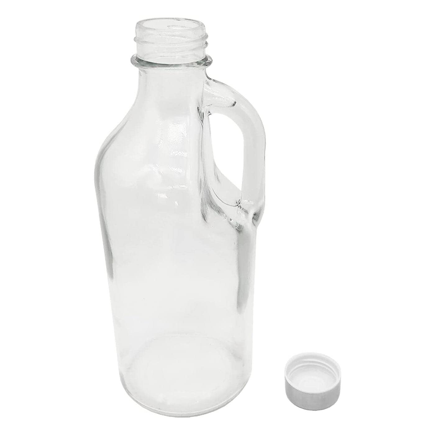 Pack de 2 botellas de cristal con asa 1000 ml, tapa de rosca de plástico y metal, jarra dispensadora 24,7 x 9,5 cm