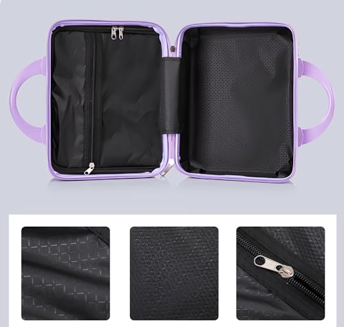 Portable Makeup Travel Briefcase, 12.6 Inch, Pressure-proof ABS, Hard Shell Cosmetic Case for Travel, Camping, Women, Girl (Purple)4
