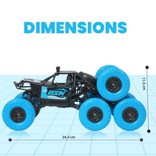Image of Gooyo GY-97 Hi-Speed Rechargeable Remote Control Rock Crawler Car Toy | 8 Tyres Monster Truck Rock Crawler | 50 Climbing RC Car 4x4 Off-Road Car Toy | Blue | in-Built Battery | Gift Box Pack