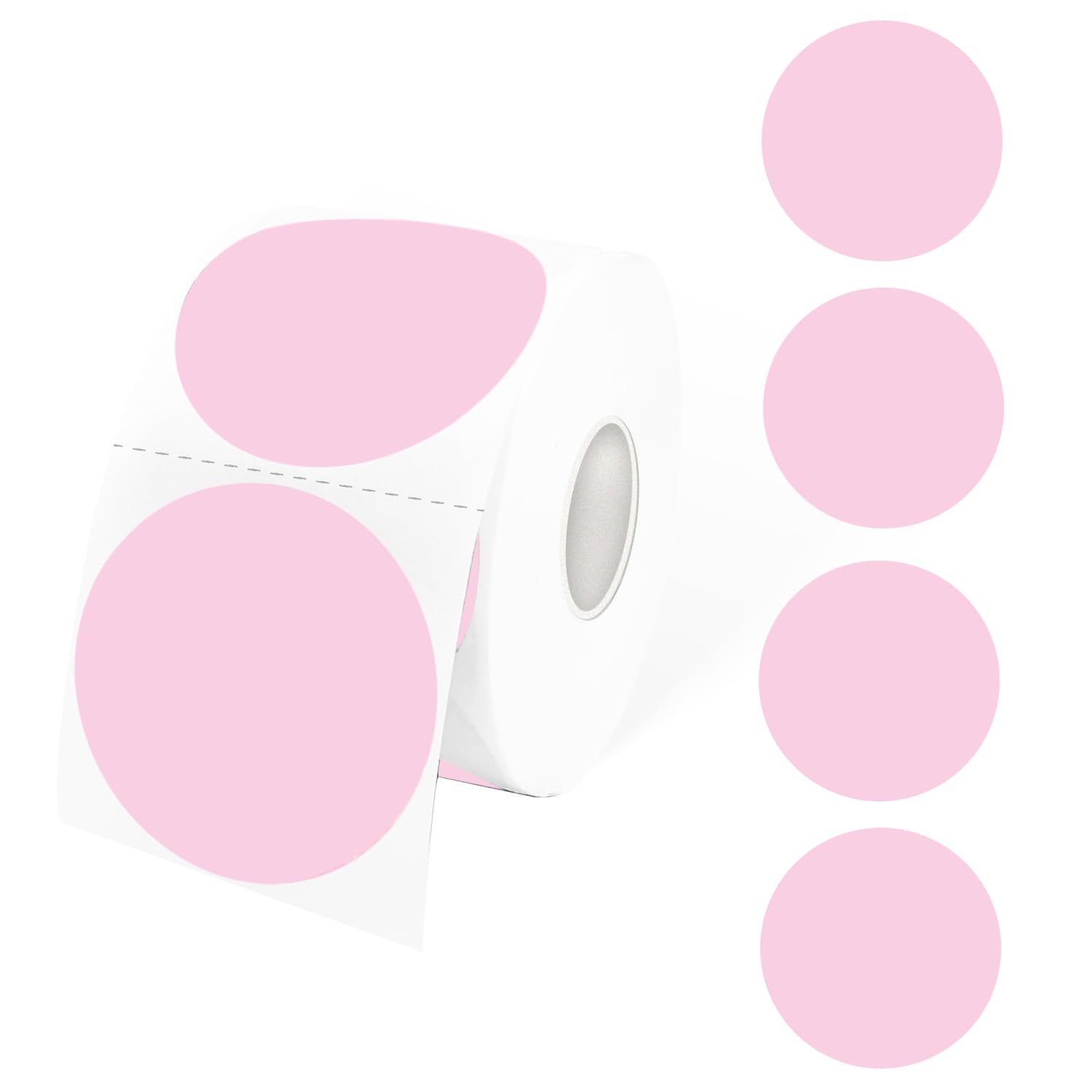 STARLIBOO 2 Inch Round Thermal Sticker Labels, Pale Pink, Self-Adhesive Direct Thermal Stickers, 600 Labels