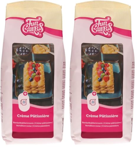FunCakes Preparado para Crema Pastelera, Fácil de Usar, Deliciosa Crema Pastelera para Rellenar Tartas, Cupcakes y Otras Delicias, Solo Añade Agua, Halal. 1 Kg. 1000 g (Paquete de 2)