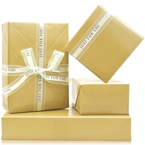 Gold Shiny Wrapping Paper Sheets 50cm*70cm Solid Color Matte Wrapping Paper for Birthday Gift Wrap DIY Crafts Wedding Christmas Baby Shower Festive Decorations