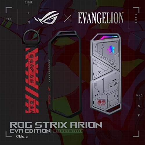 ASUS ROG Strix Arion EVA Edition M.2 NVMe SSD Enclosure-USB3.2 GEN2 Type-C (10 Gbps), Dual USB-C to C and USB-C to A Cables, Screwdriver-Free, Thermal Pads Included key/B+M Key