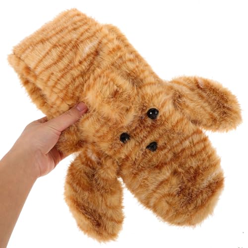 PartyKindom 1Set Winter Plush Hat and Scarf Women Cute Bear Ears Beanie Fluffy Bucket Hat Warm Ear Protection Cozy Soft Material for Cold Weather Fashion Light Brown3