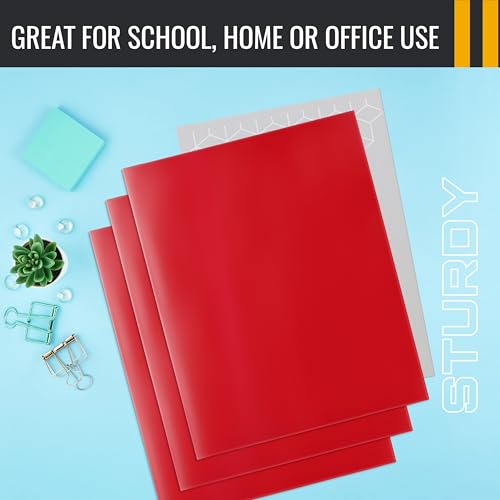 Image of Better Office Products 2 Pocket Glossy Laminated RED Paper Folders, Letter Size, Paper Portfolios Box of 25 Red Folders