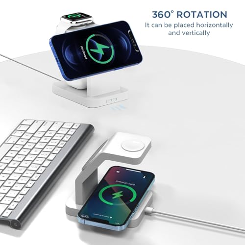 Image of 3-in-1 Magnetic Wireless Charging Stand for iPhone, Apple Watch, AirPods,23w Magnetic MagSafe Charger 3in1 Wireless Charger for iPhone 16 /16 Air /16 Pro /17 Pro