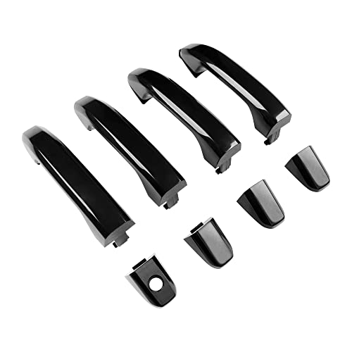 Exterior Door Handle Set, Outside Front & Rear Left Driver & Right Passenger Side, Compatible With 2014-2021 Chevy Silverado Suburban Tahoe, Gmc Sierra Yukon | 23236150 22923605 22929464 Gloss Black #TOP25