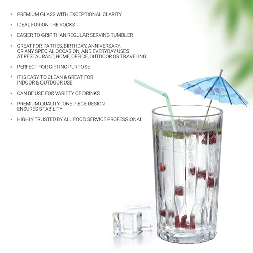 Image of Treo by Milton Linea Glass Tumbler I Premium Glass Set of 6 for Water, Cold Drink I Perfect for Home, Restaurants and Parties. 290 ml