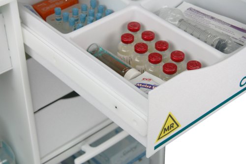 TrippNT 51728 Polyethylene MRI Core DX Storage Lab Cart, 23" Width x 33" Height x 19" Depth, 6 Shelves