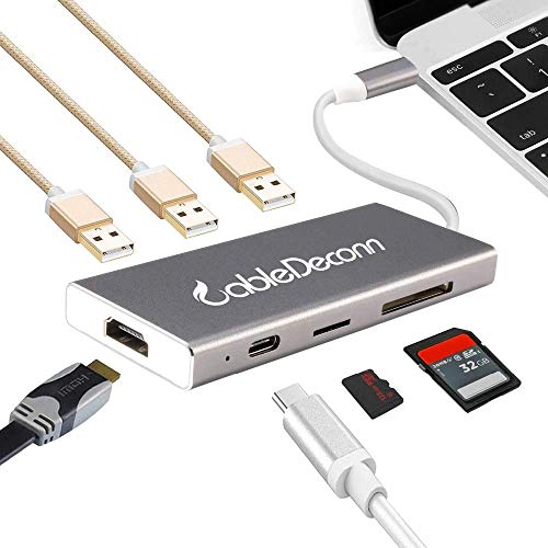CableDeconn USB C Hub USB3.1 Type C to HD Mi RJ45 Converter Thunderbolt 3 Adapter Cable for MacBook Pro 2017 2016 Dell XPS Xiao Mi Acer Asus