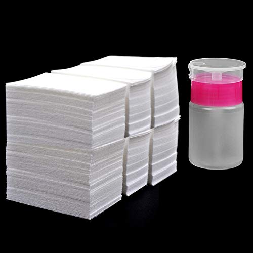 Ealicere Gel Nail Polish Remover Tool Includes 1000PCS Cotton Pads,1PCS Push Down Pump Dispenser Bottle for Gel Nail Polish Removal