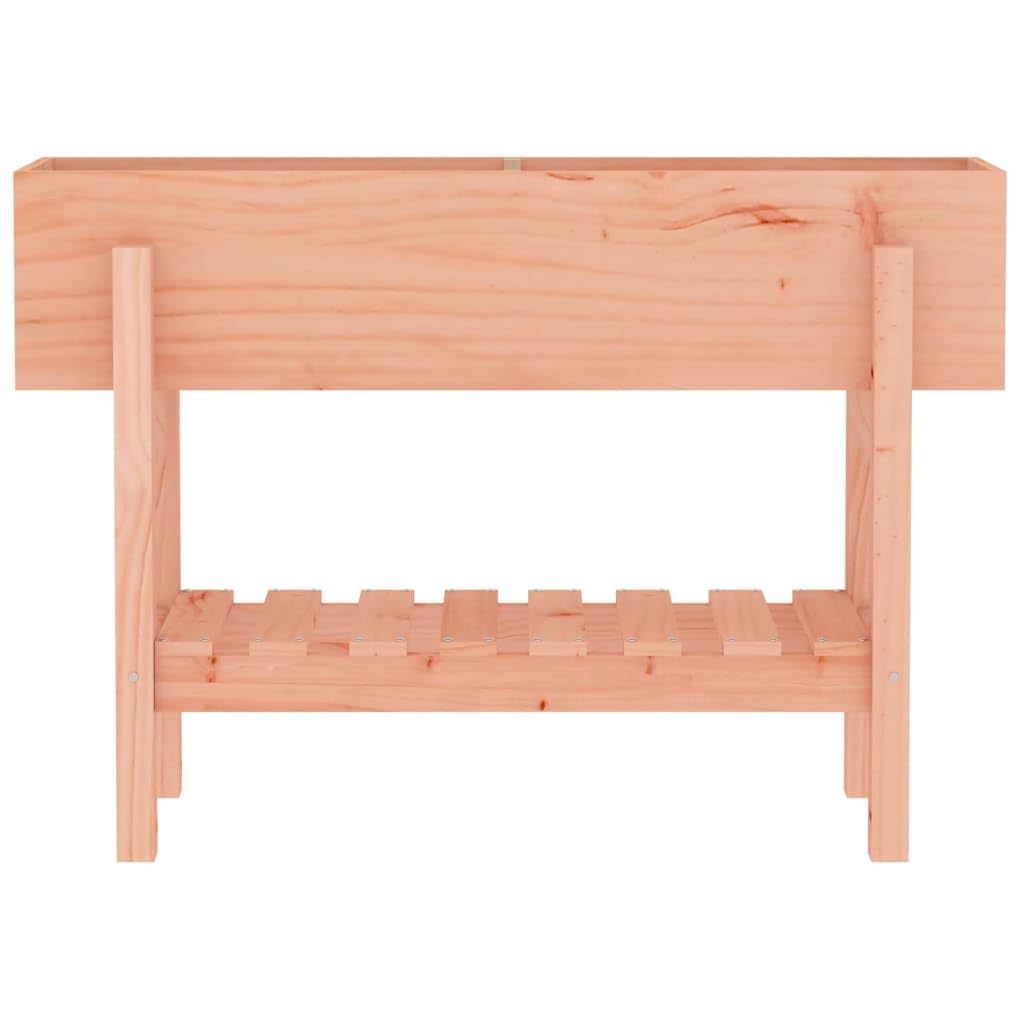 Jardinera de madera maciza, 101 x 30 x 69 cm, para jardín, balcón, terraza, bancal de hierbas, con estante para accesorios de jardín, huertos, madera sin tratar