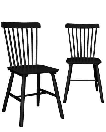 KAYELLES Lot de 2 chaises à barreaux bistrot Vintage Bois Massif Mona (Noir)