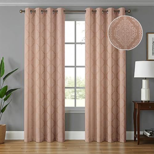 Image of Room Darkening Grommet Light Brown Curtains 7 Feet Long Set of 2 pcs for Living Room | 70-75% Room Darkening Door Curtain Panel,4 feet x 7 feet