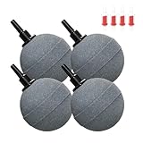 WTMCC Aquarium Ball Shape Air Stone with Plastic Check Valves, Air Bubbler for Fish Tank, Pond, and Hydroponics – Oxygen Diffuser for Air Pump Accessories (4 Pack, 2 Inch)