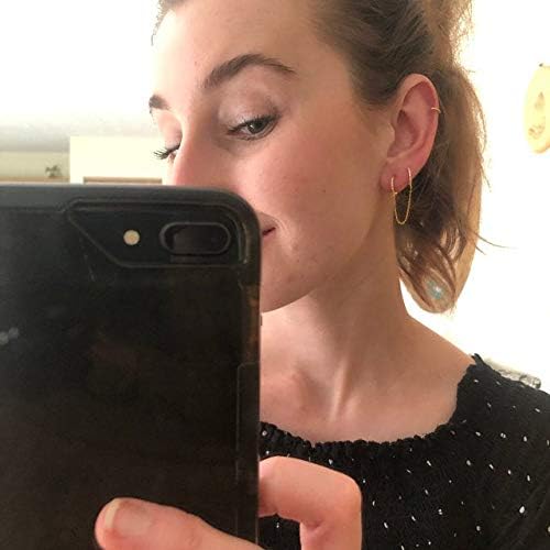 unique corn Chain Hoop Earrings, 14K Gold Plated Double Piercing Earrings Dainty Small Huggie Hoop Minimalist Chain Cuff Earrings for Women Jewelry Gift - Image 2