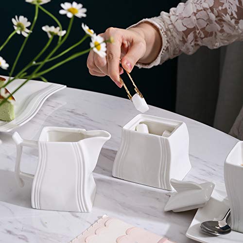 Malacasa Flora Series 3-Piece Ceramic Milk and Sugar Set with Lid - Stylish Kitchen Accessories for Coffee Lovers - Image 8