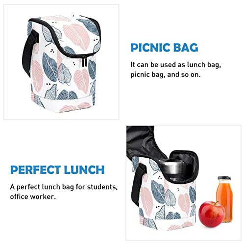 Bolsa de almuerzo con hojas florales térmica e impermeable para oficina y exteriores 3
