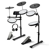 MOSEN Electric Drum Set with 4 Quiet Drum Pads, 2 Pedal, Sticks, Headphone, Electronic Drum with 195 Sounds, 20 Drum kits for beginners, MED-X1