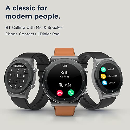 Image of Pebble Revo Smartwatch, 1.3 inch(3.3cm) HD Touchscreen, Bluetooth Calling, Smart Watch with Rolling UI & Dual Button Technology, Spo2, Heart Rate & Temperature Monitoring (Tan Leather)