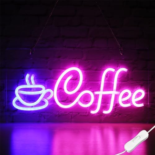 XIYUNTE Coffee Neon Sign, USB Powered Coffee Neon Light Sign with Metal