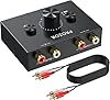 PROZOR RCA Stereo Audio Switcher - 2 in 1 Out R/L Stereo Audio Switch, 1 in 2 Out Stereo Audio Splitter with Mute Button and No External Power Required