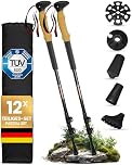 Alpenwert Bastoni da trekking [carbonio e alluminio] Bastoni da passeggio per uomo e donna, telescopici da trekking con manico in sughero per escursioni, nordic walking e sci alpinismo (alluminio)
