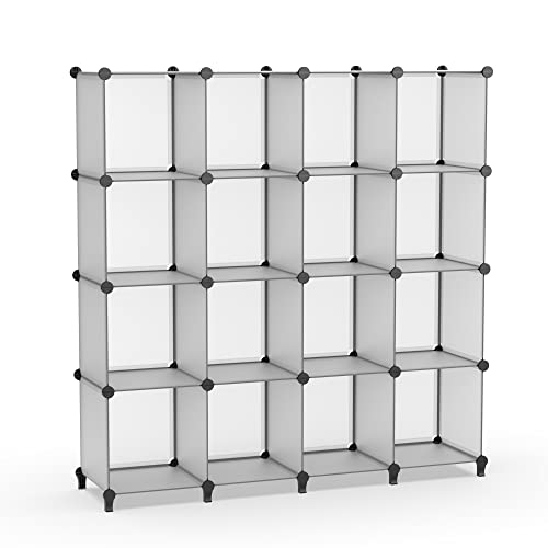 Homidec 16-Cube Storage Shelf, Storage Bookcase Bookshelf With Metal Hammer, Storage Cubes Organizer Cabinet For Kids, Closet, Bedroom, Bathroom, (11.8X11.8X11.8 Inch) Grey #TOP7