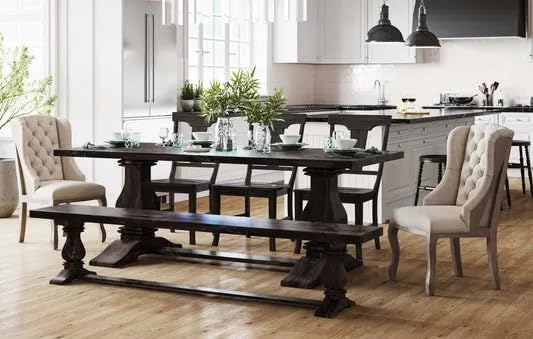 METALBUCKS Metal Bucks Modern Farmhouse Metal & Solid Sheesham Wood Dining Table, Conference Table, 6 Seater Dining Table, Brown,Black-picture-47
