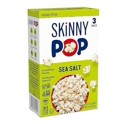 SkinnyPop Popcorn, Sea Salt Microwave, 2.8oz, 12 Boxes (3 Bags per Box)