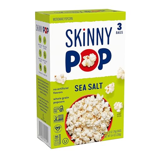 Image of SkinnyPop Popcorn, Sea Salt Microwave, 2.8oz, 12 Boxes (3 Bags per Box)