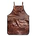 Khaco Grembiule da Cuoco per Uomo Donna Grembiule in Pelle Impermeabile con Tasche Cinghie Incrociate sul Retro per Cucina BBQ Cooking Barber Barista Grembiule Lavorazione Manuale