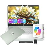 HP Flagship 14' HD Student&Business Laptop with AI Copilot, 13th Gen Intel 4-Core, 4GB RAM, 1.12TB Storage (128GB UFS + 1TB Docking Station), 1 Year Office 365, Wi-Fi 6, Win 11 S, Willow Green