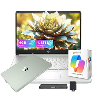 HP Flagship 14" HD Student&Business Laptop with AI Copilot, 13th Gen Intel 4-Core, 4GB RAM, 1.12TB Storage (128GB UFS + 1TB Docking Station), 1 Year Office 365, Wi-Fi 6, Win 11 S, Willow Green
