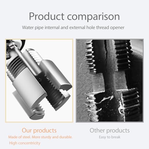 2 in 1 Innen- und Außenrohrgewindewerkzeug - Rohrgewindebohrer für PVC/PPR-Rohre, 1/2\ und 3/4\ Auslaufsicheres Gewinde, Kohlenstoffstahl, Interner Externer Rohreinfädler Werkzeug